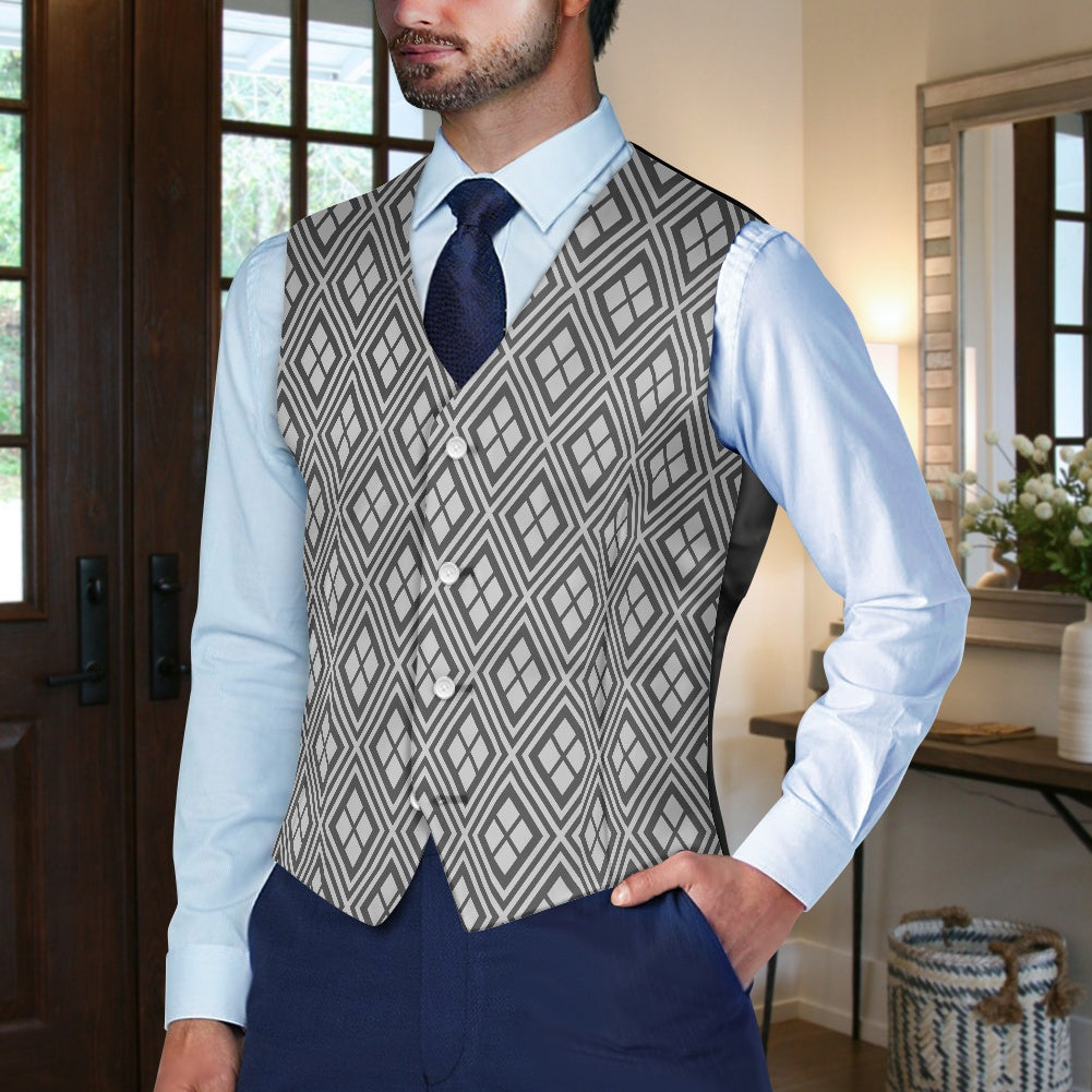 Wagara - Hishi Grey/Silver Suit vest jacket