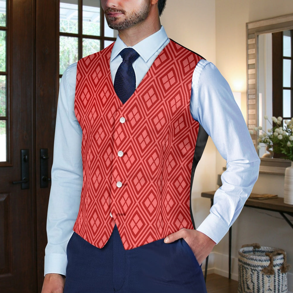 Wagara - Hishi Red Suit vest jacket
