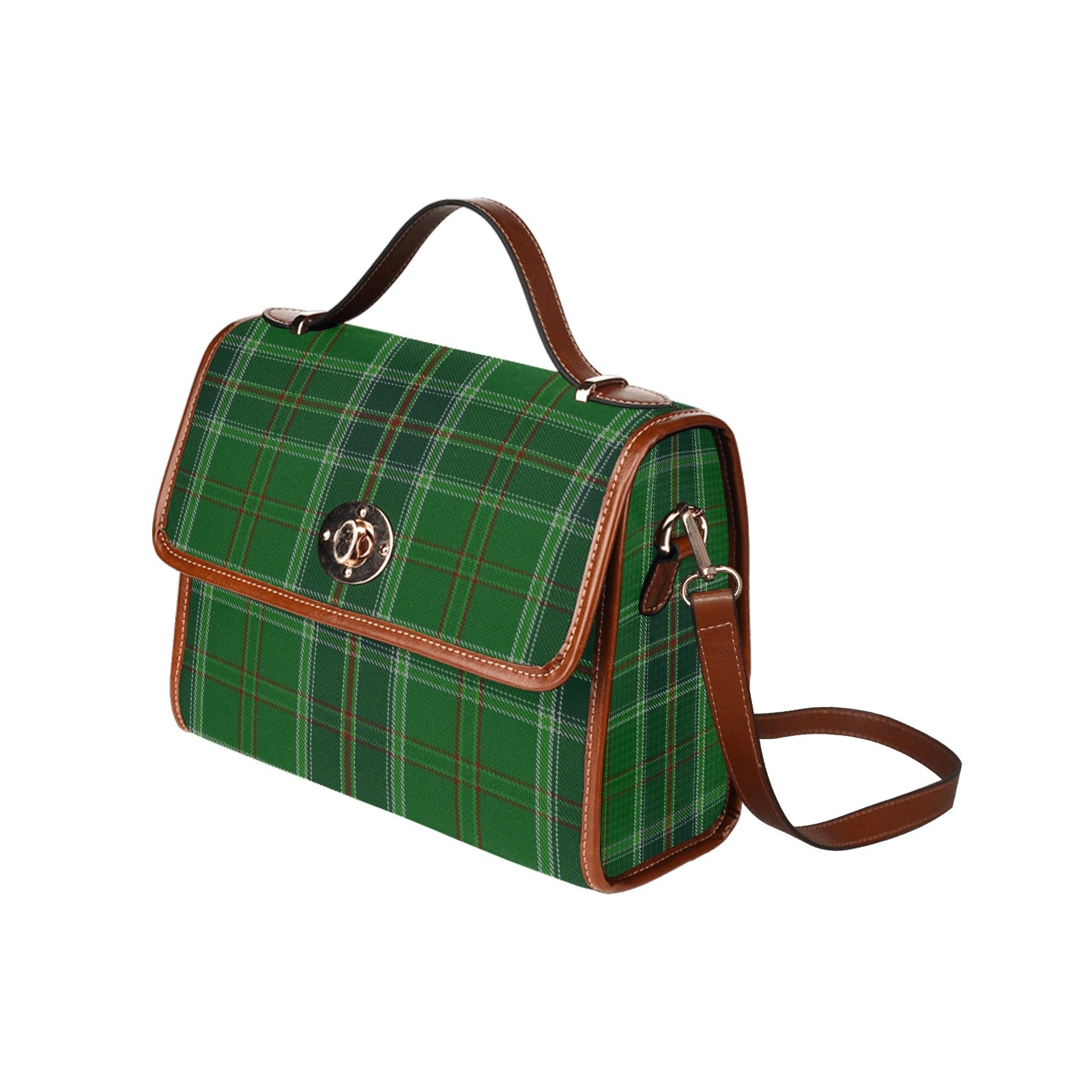 All Ireland Green Tartan Canvas Handbag