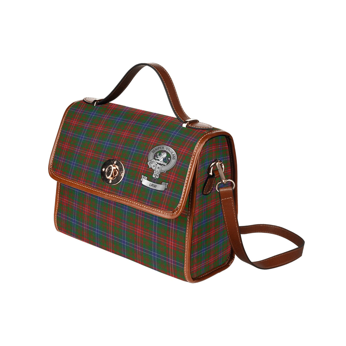 Clan Wilson Crest (LRW) & Tartan Waterproof Canvas Handbag