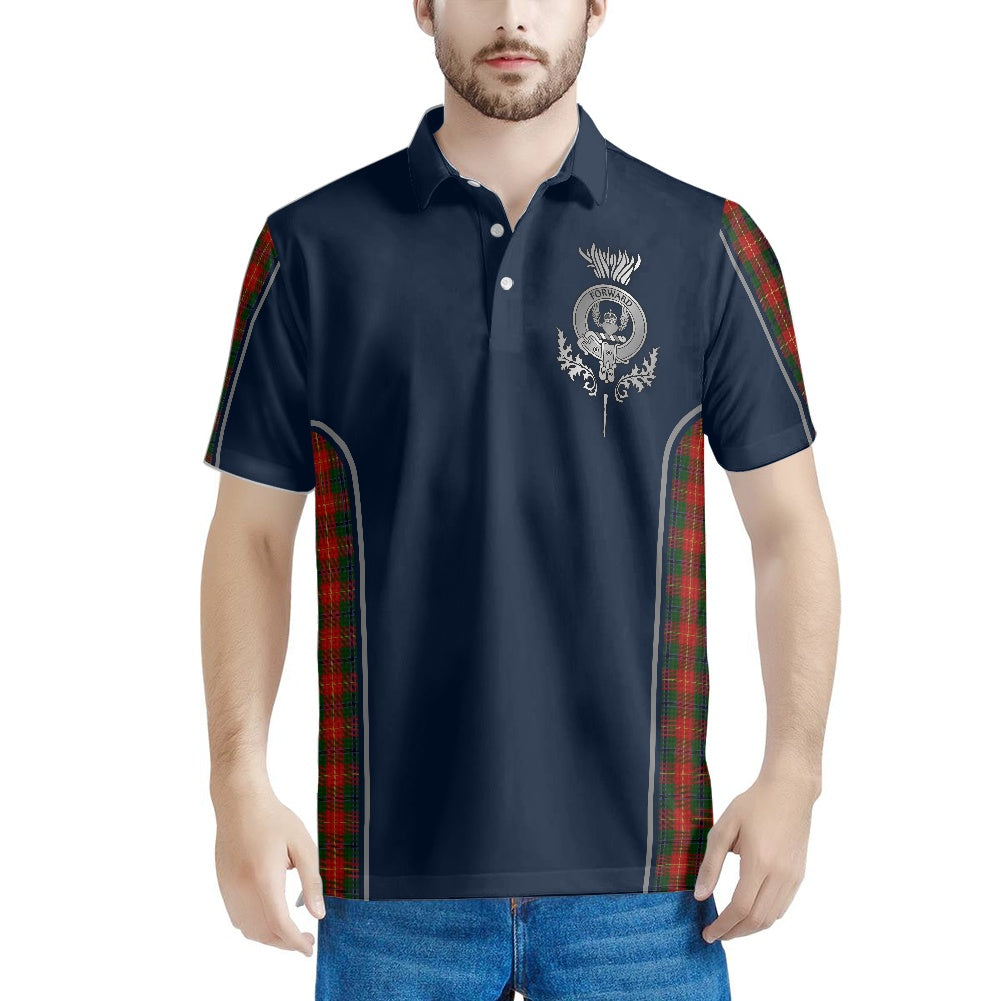 Clan Douglas Roxburgh Tartan & Black Douglas Crest Polo