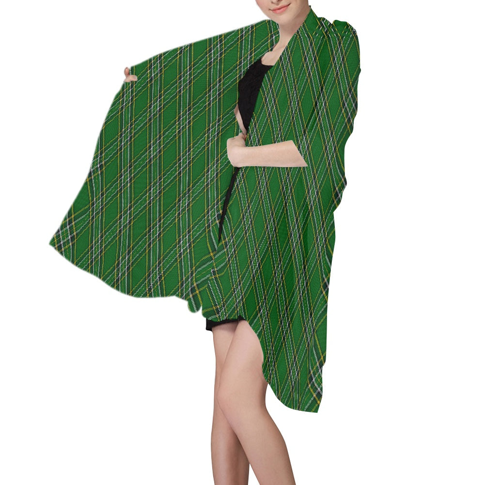 Irish National Tartan Bias Chiffon Scarf