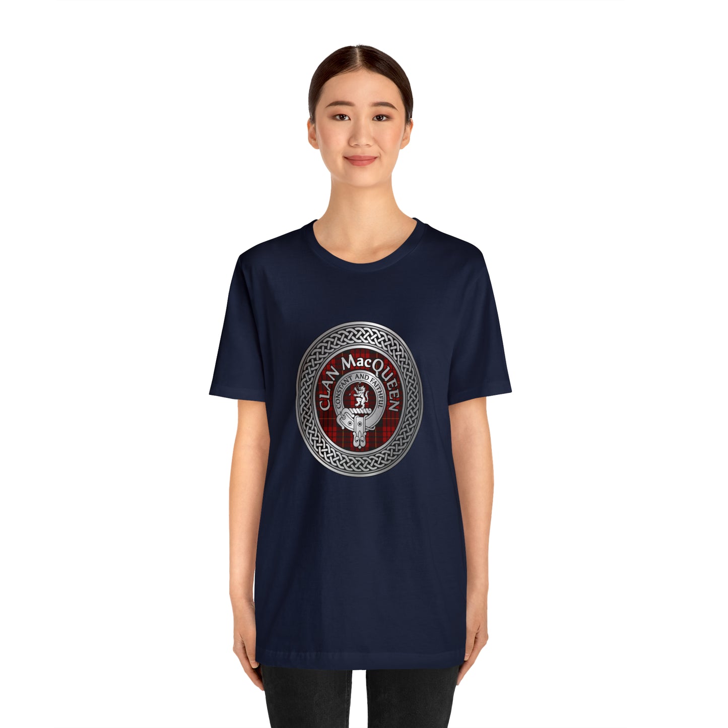 Clan MacQueen Crest & Tartan Knot | Unisex T-Shirt