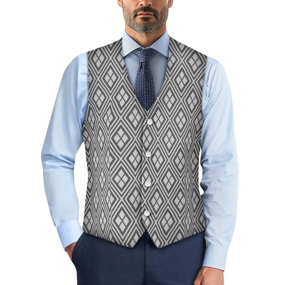 Wagara - Hishi Grey/Silver Suit vest jacket