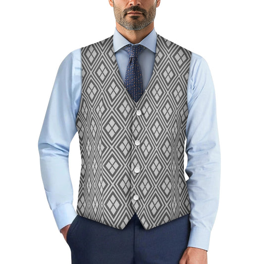 Wagara - Hishi Grey/Silver Suit vest jacket