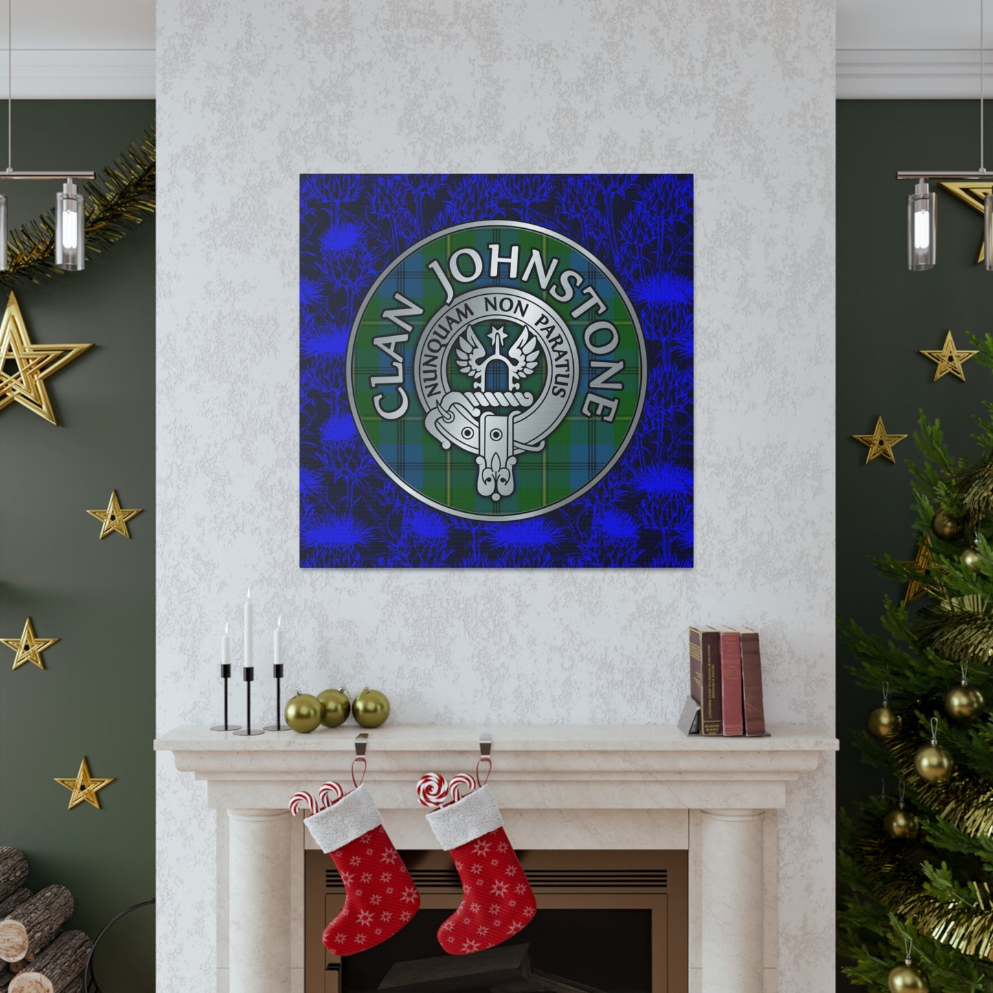 Clan Johnstone Crest & Tartan Canvas Gallery Wraps