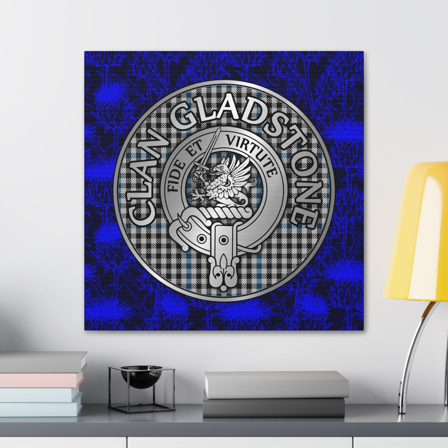 Clan Gladstone Crest & Tartan Canvas Gallery Wraps