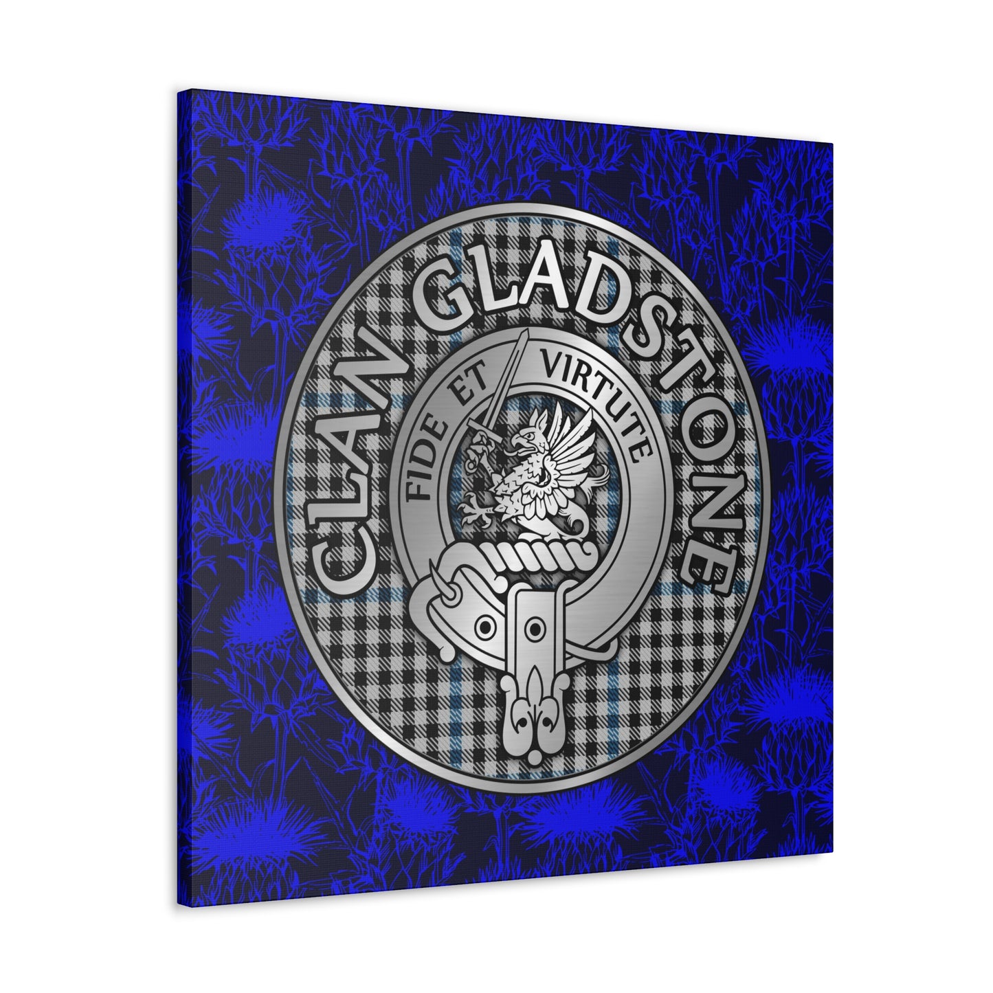 Clan Gladstone Crest & Tartan Canvas Gallery Wraps