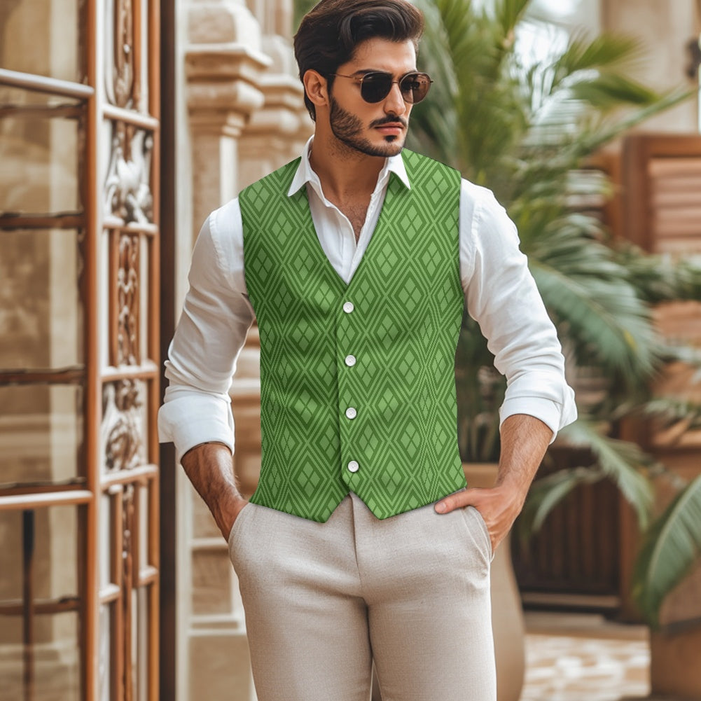 Wagara - Hishi Green Suit vest jacket