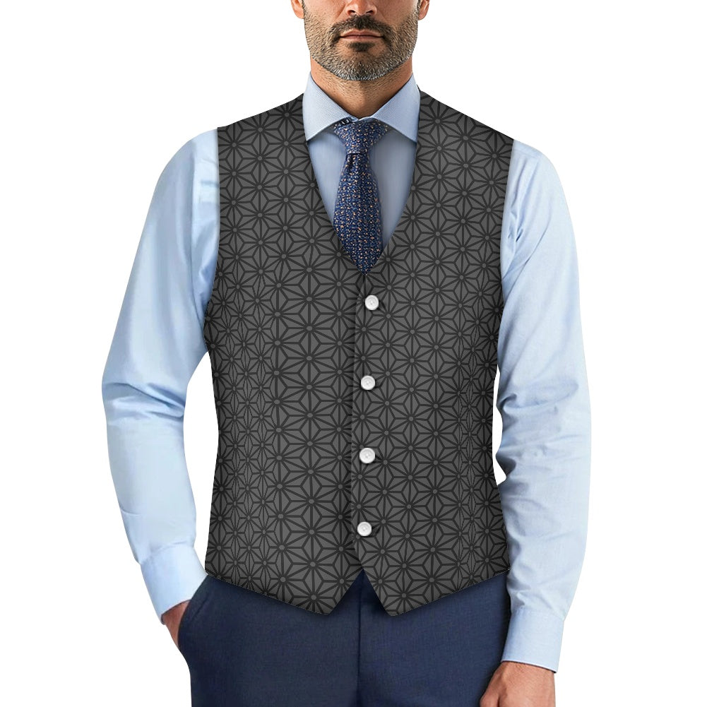 Wagara - Asanoha Grey Suit vest jacket