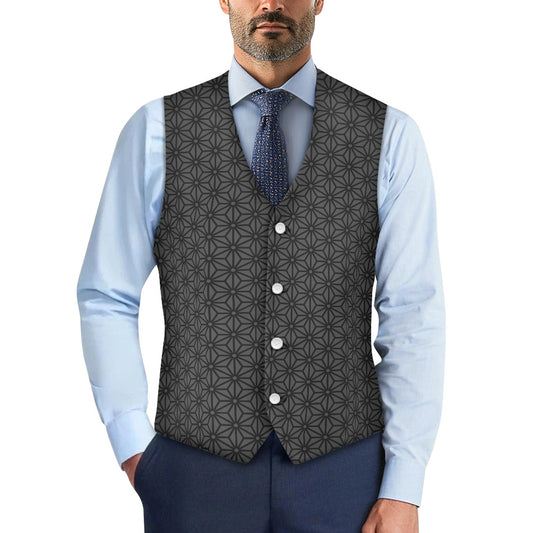 Wagara - Asanoha Grey Suit vest jacket