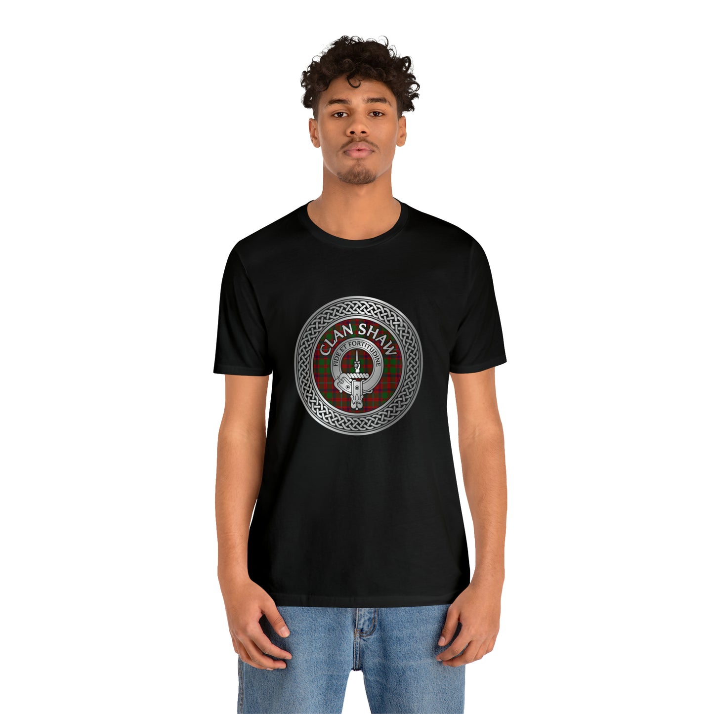 Clan Shaw Crest & Tartan Knot | Unisex T-Shirt