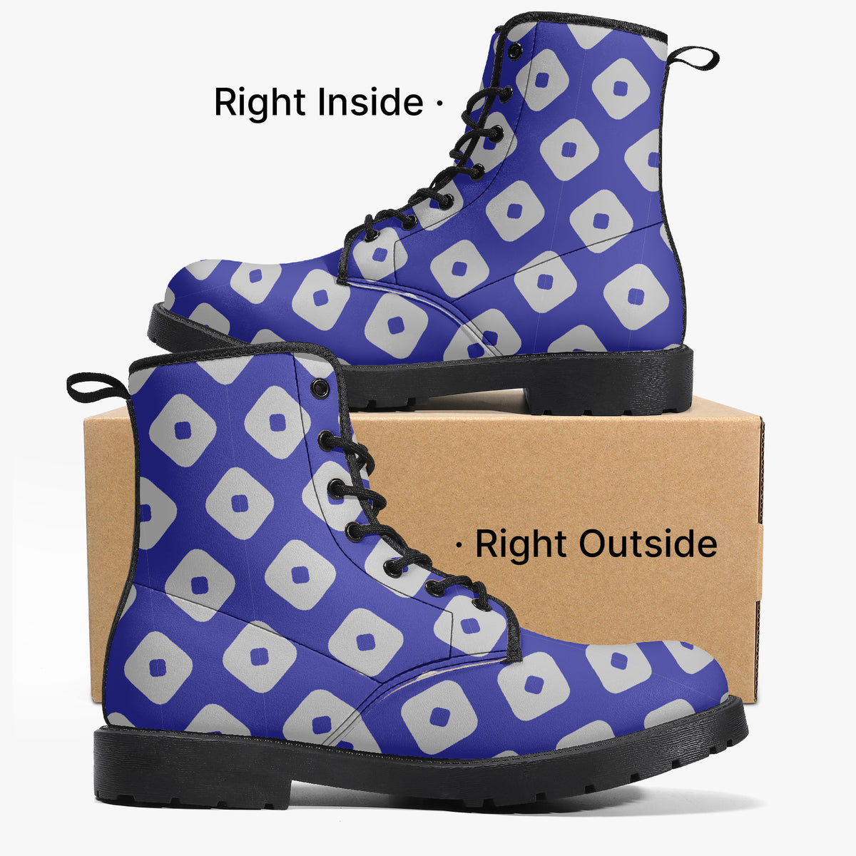 Japanese Wagara - Kanoko Blue - PU Leather Boots