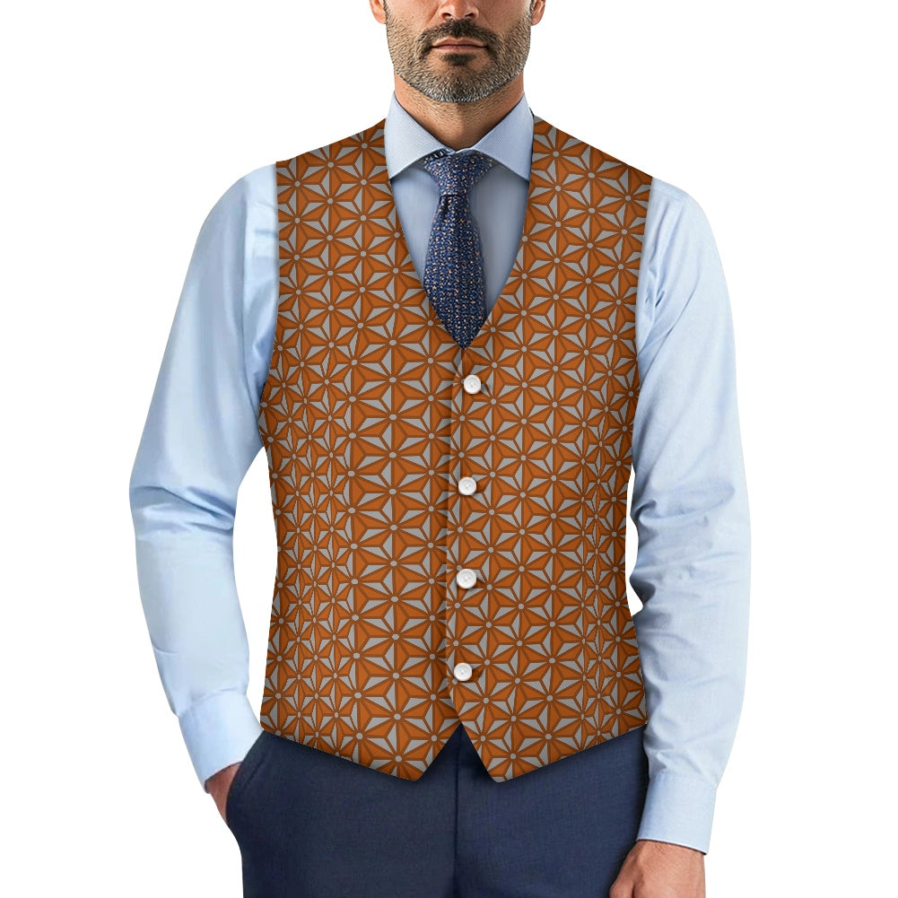 Wagara - Asanoha Brown Suit vest jacket