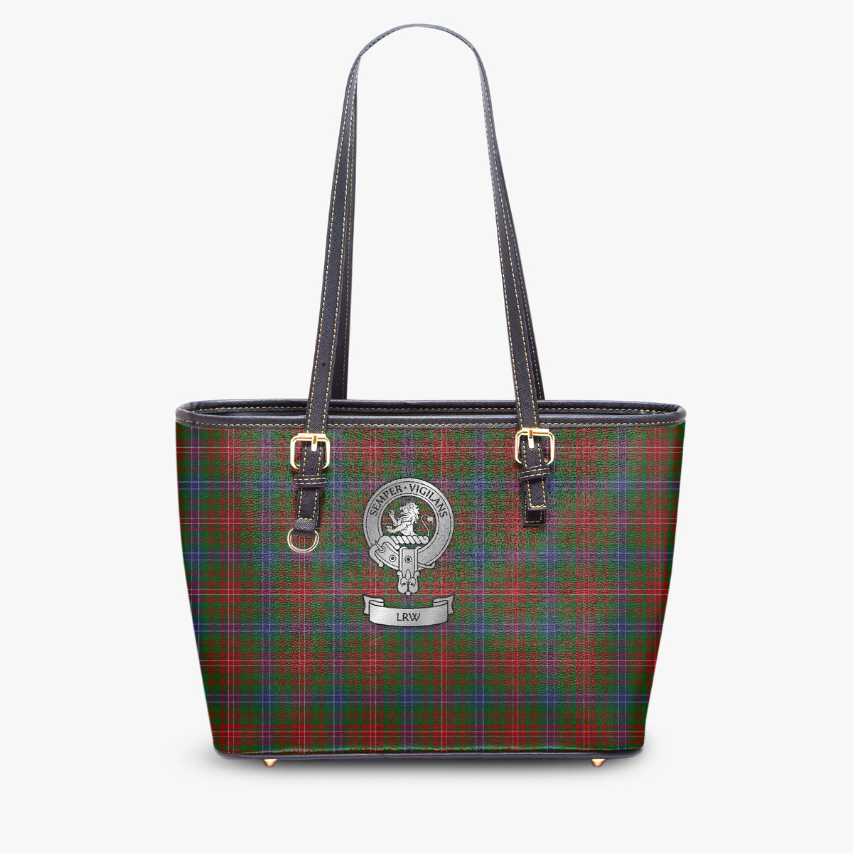 Clan Wilson Crest (LRW) & Tartan Large Leather Tote Bag