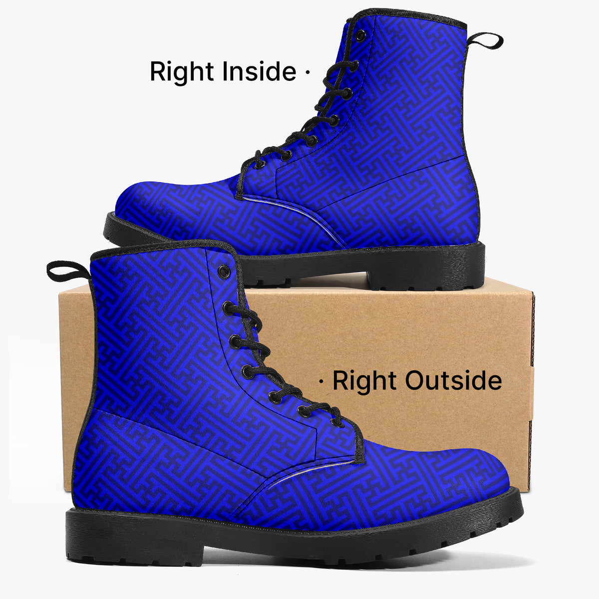 Japanese Wagara - Sayagata Blue - PU Leather Boots