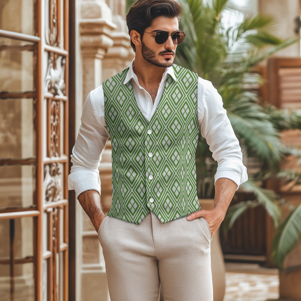 Wagara - Hishi Green/Silver Suit vest jacket