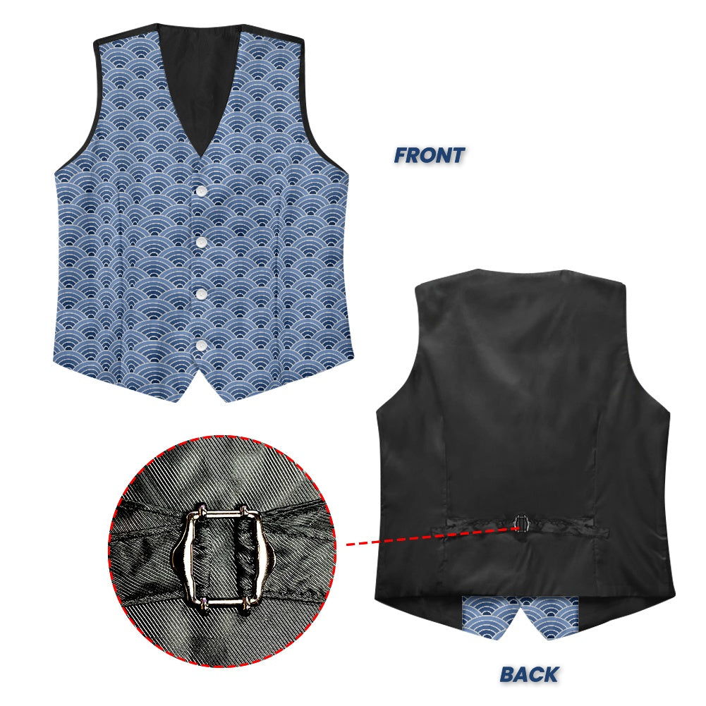 Wagara - Seigaiha Blue Suit vest jacket