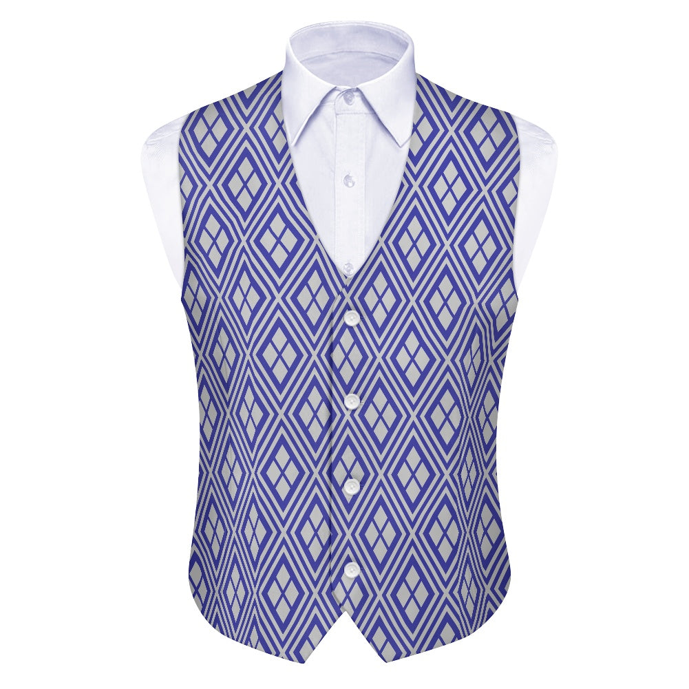 Wagara - Hishi Blue/Silver Suit vest jacket