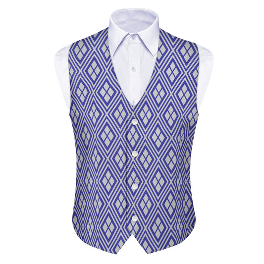 Wagara - Hishi Blue/Silver Suit vest jacket