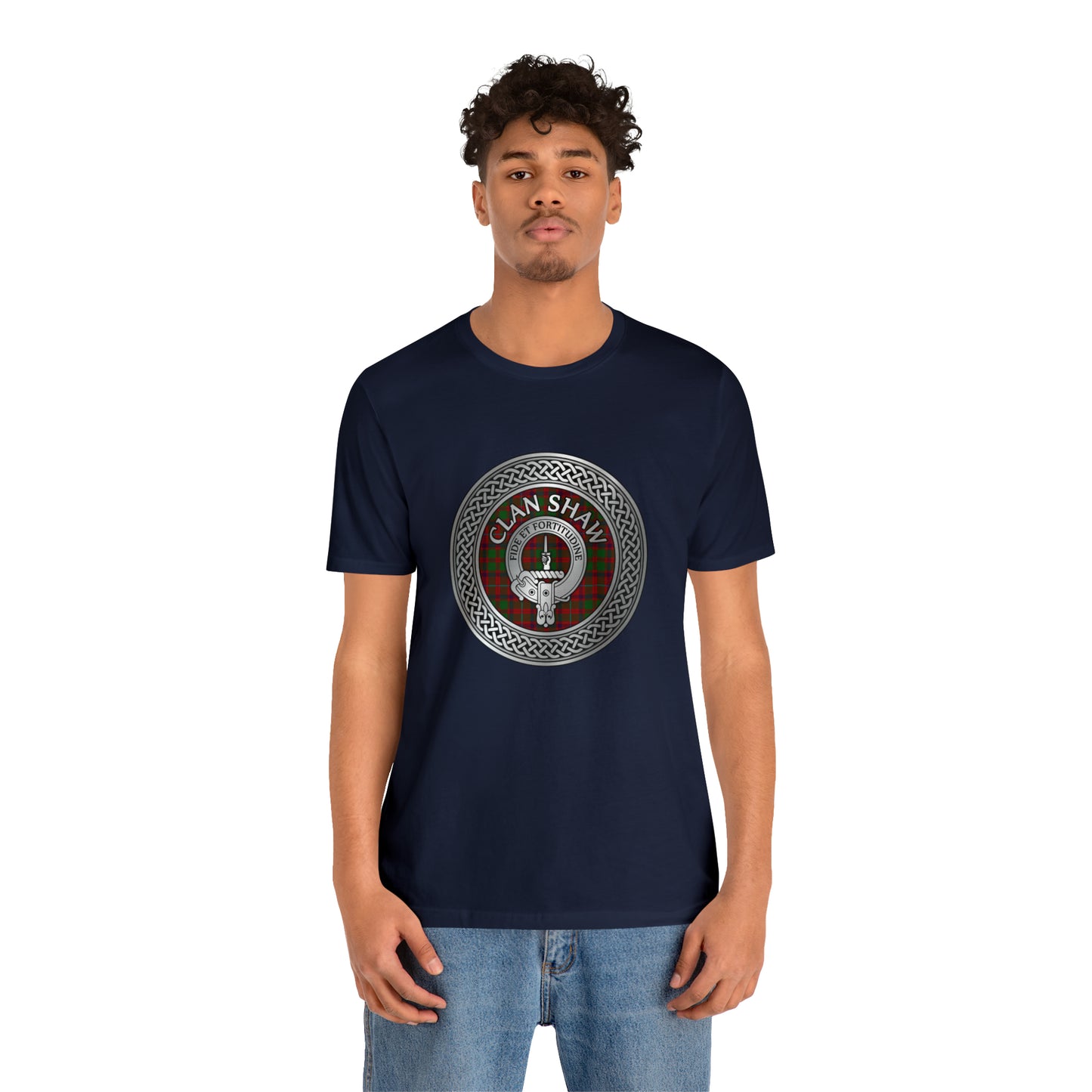 Clan Shaw Crest & Tartan Knot | Unisex T-Shirt