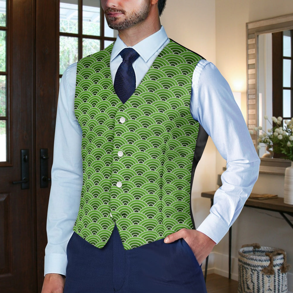 Wagara - Seigaiha Green Suit vest jacket
