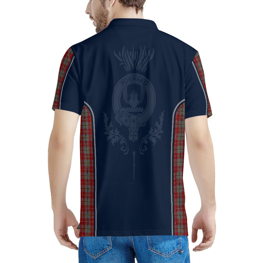 Clan Douglas Ancient Red Tartan & Black Douglas Crest Polo