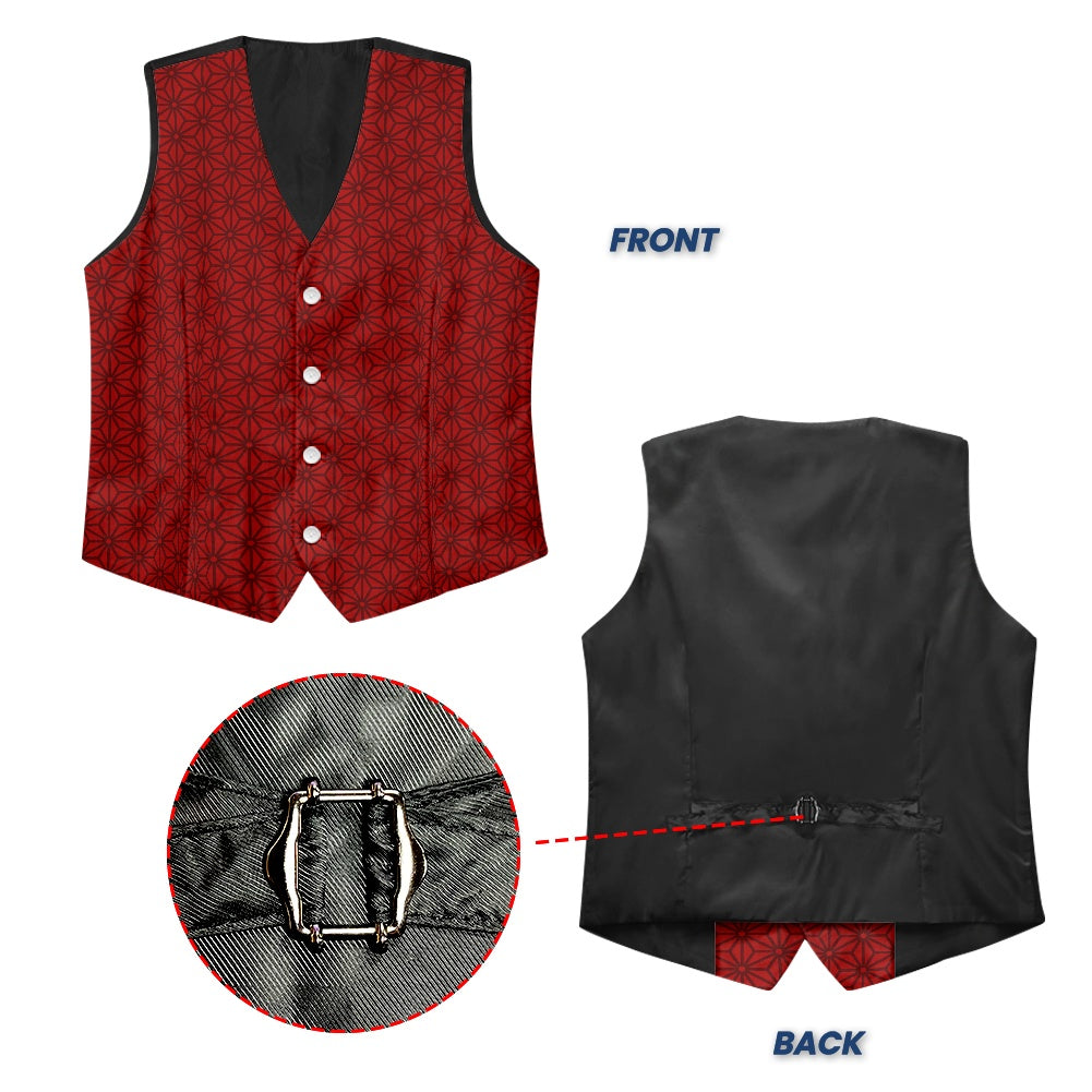 Wagara - Asanoha Red Suit vest jacket