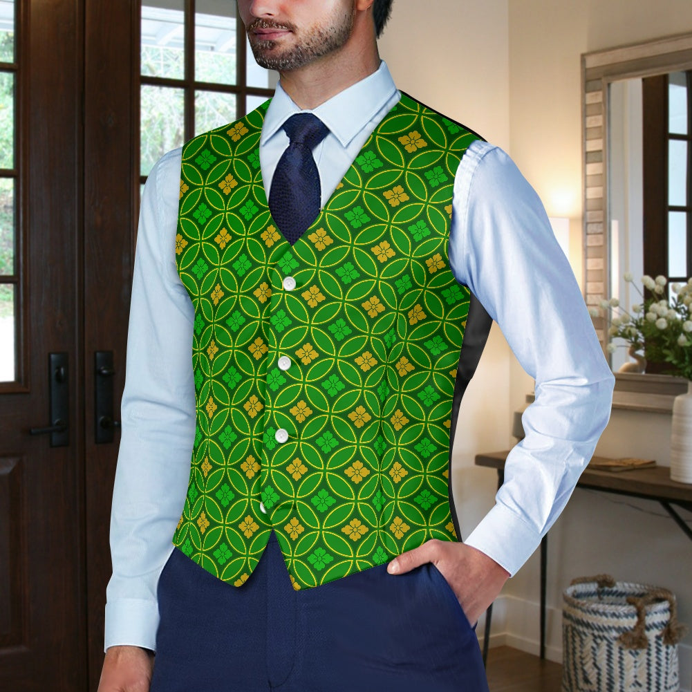 Wagara - Shippo Green Suit vest jacket