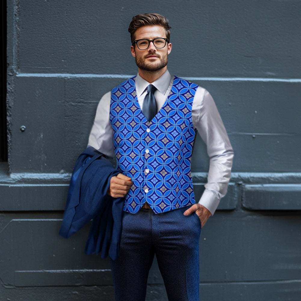Wagara - Shippo Blue Suit vest jacket