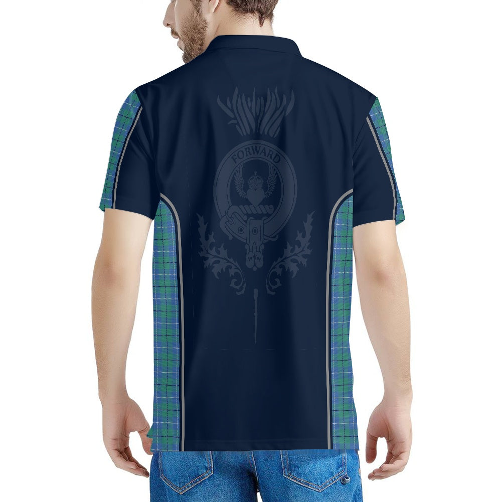 Clan Douglas Ancient Tartan & Black Douglas Crest Polo