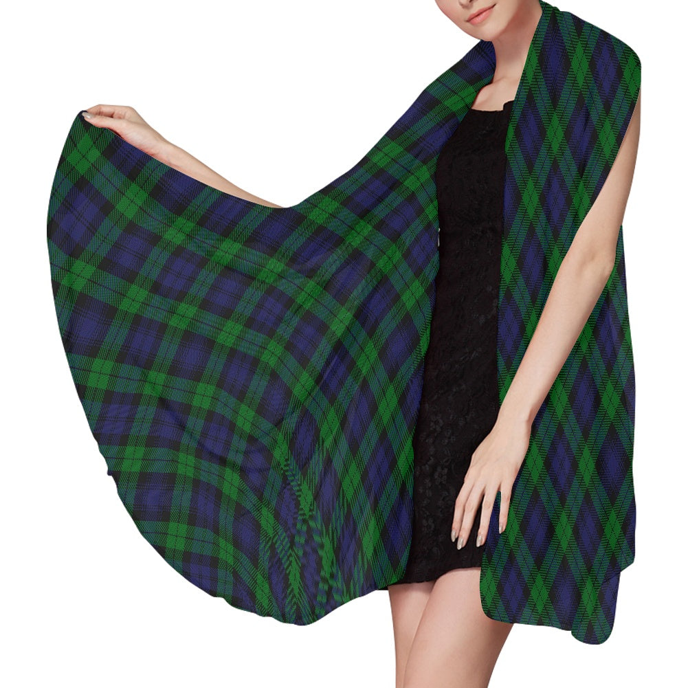 Black Watch Tartan Bias Chiffon Scarf
