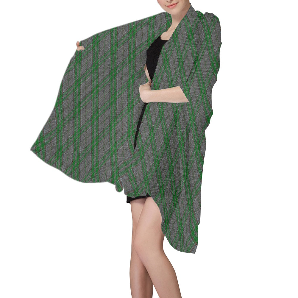 Irish County Wicklow Tartan Bias Chiffon Scarf