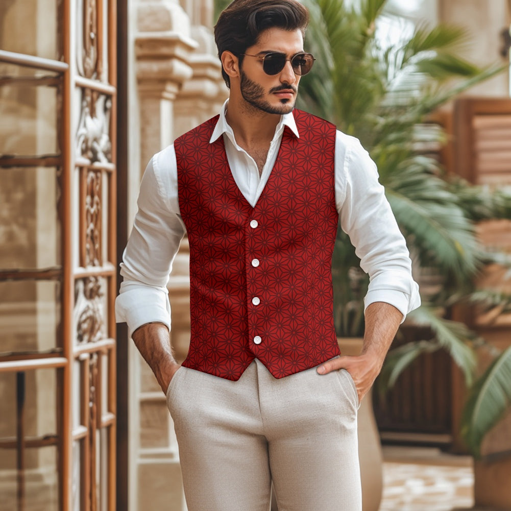 Wagara - Asanoha Red Suit vest jacket