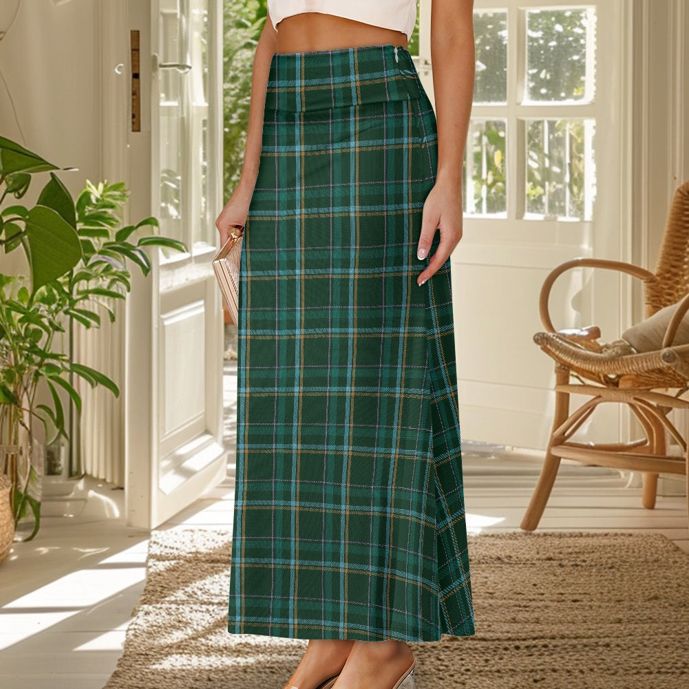 HW Tartan High Waist Long Skirt for Women