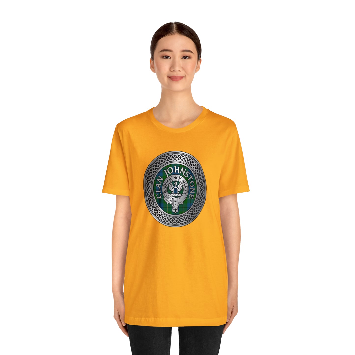 Clan Johnstone Crest & Tartan Knot | Unisex T-Shirt