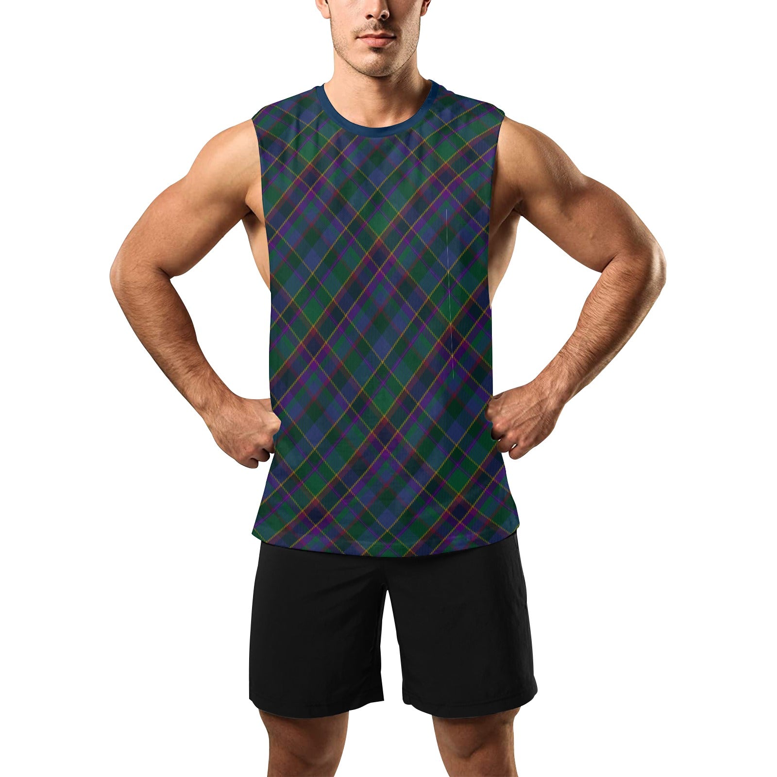 Fourth Fold Tartan Men's Open Sides Workout Tank Top