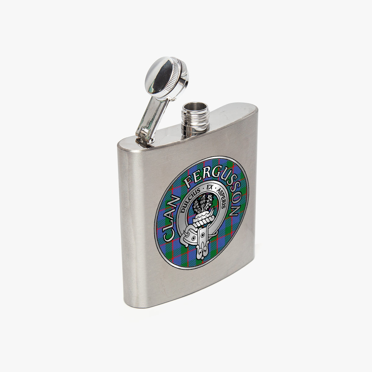 Clan Fergusson Crest & Tartan 7oz Stainless Steel Hip Flask