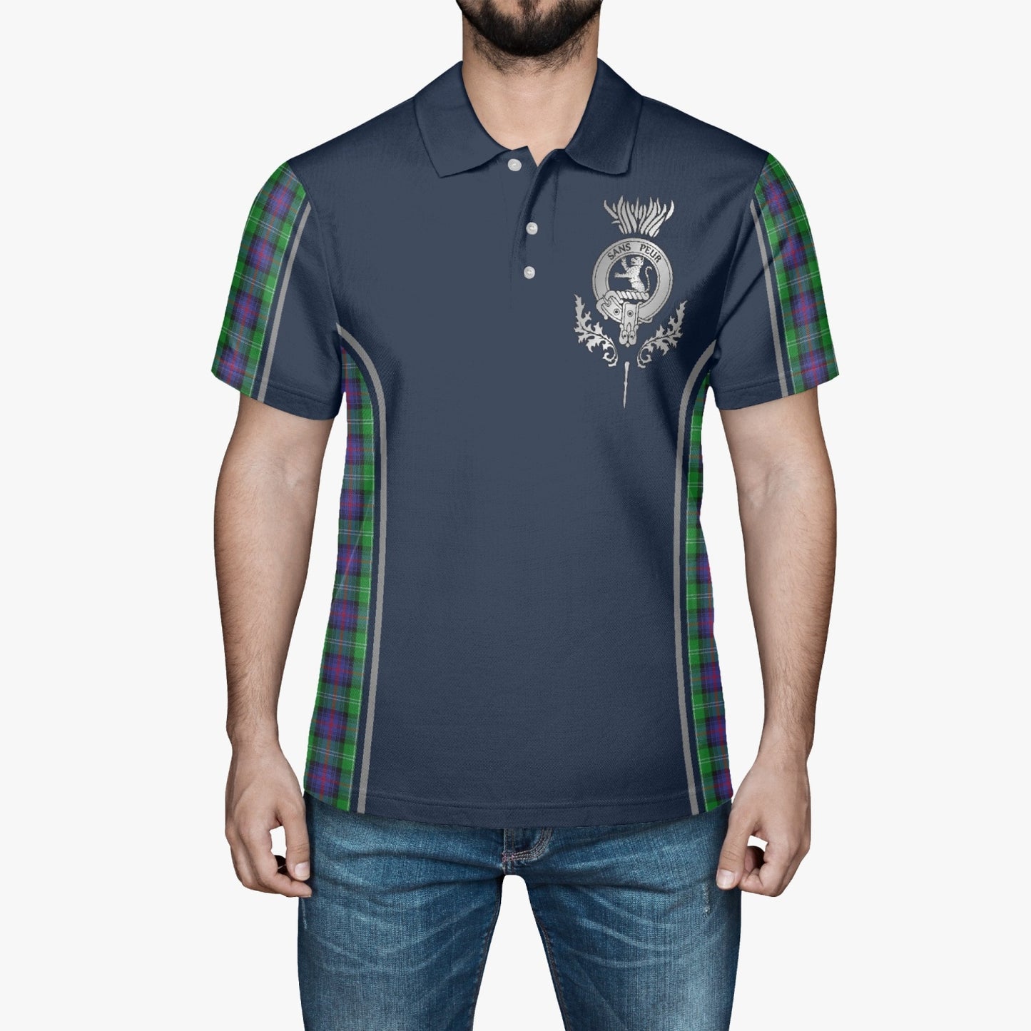 Clan Sutherland Crest & Tartan Polo Shirt