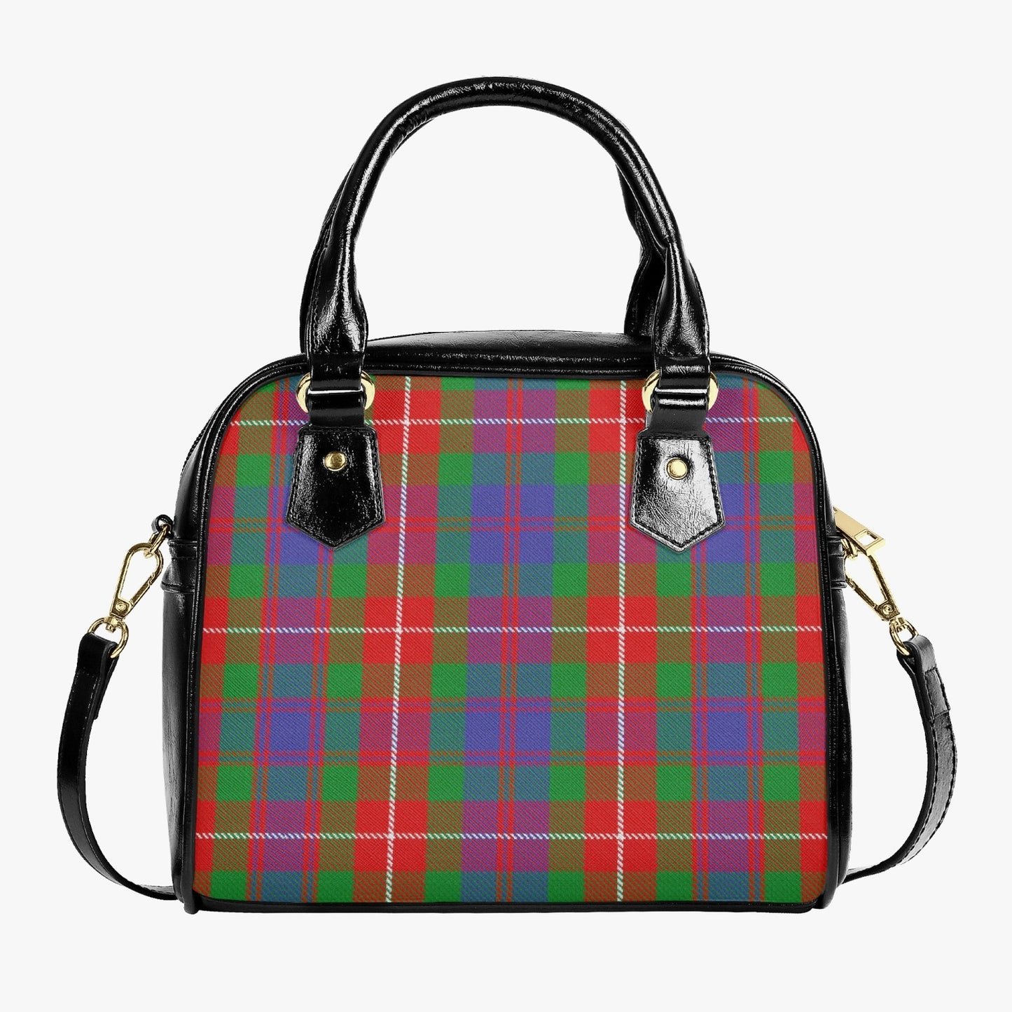 Clan Fraser Tartan Leather Saddle Bag