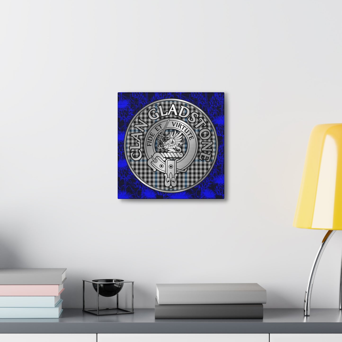 Clan Gladstone Crest & Tartan Canvas Gallery Wraps