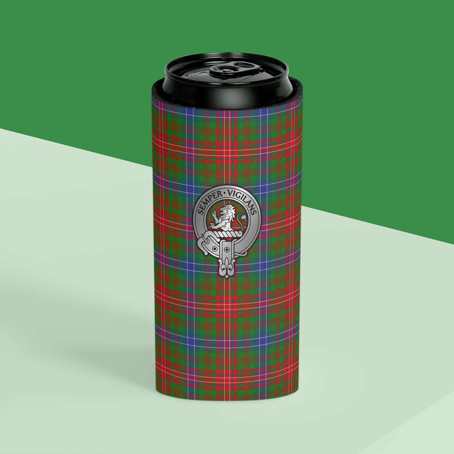 Clan Wilson Crest & Tartan Can Cooler