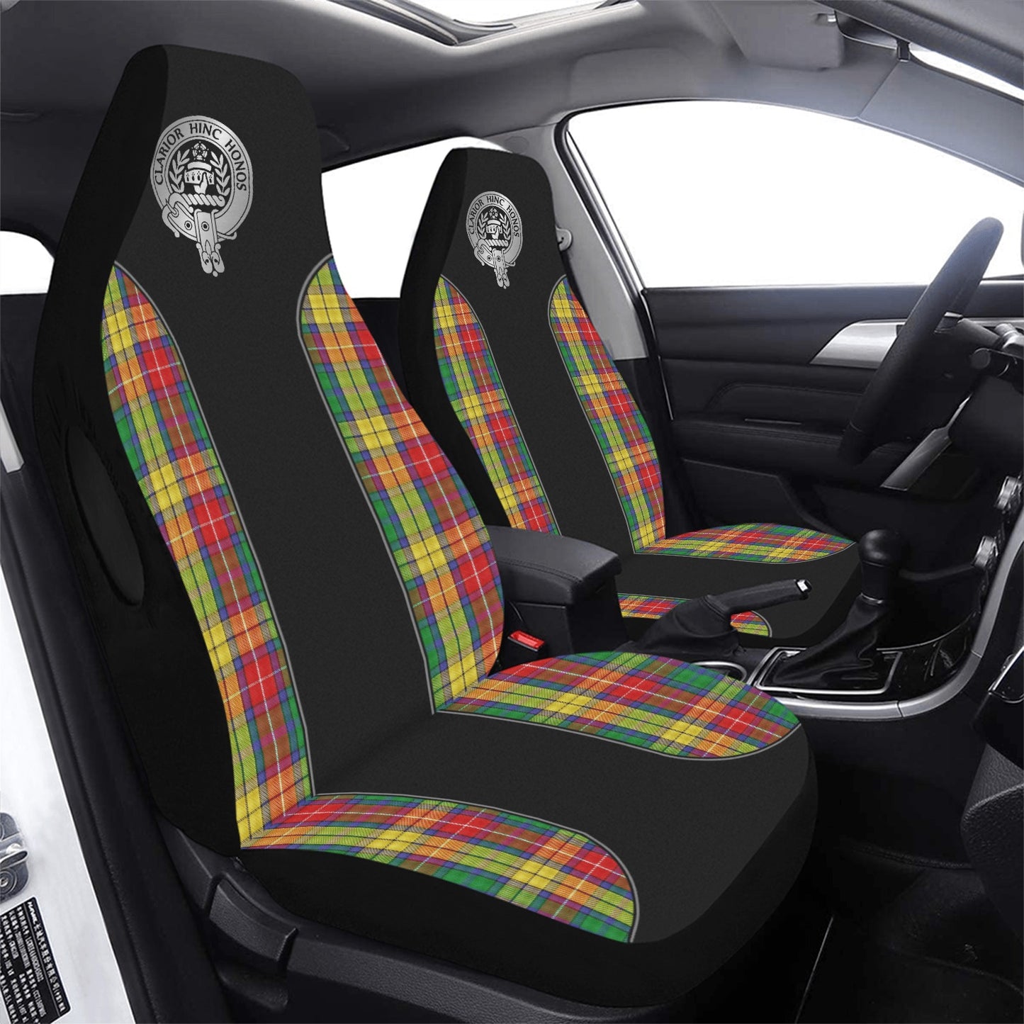 Clan Buchanan Crest & Tartan Car Seat Cover Airbag Compatible (Set of 2)