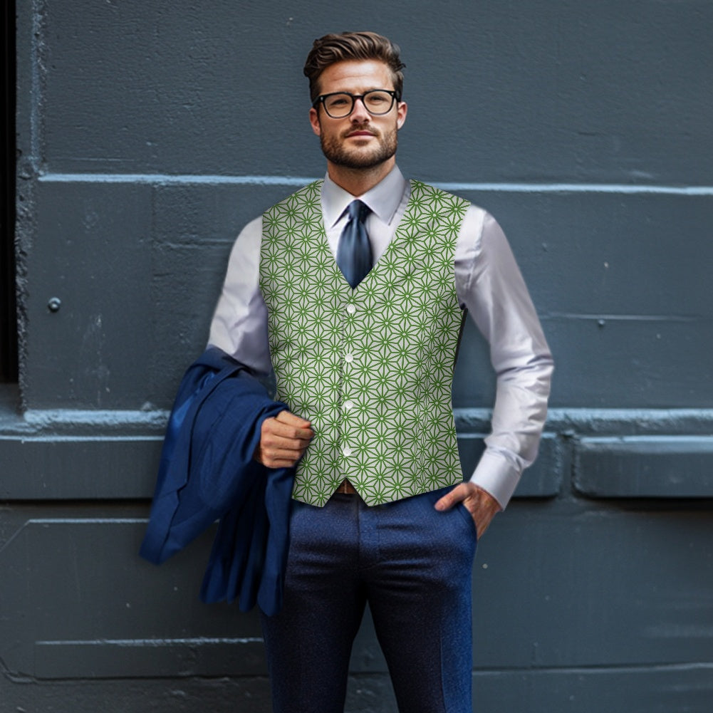 Wagara - Asanoha Green Suit vest jacket