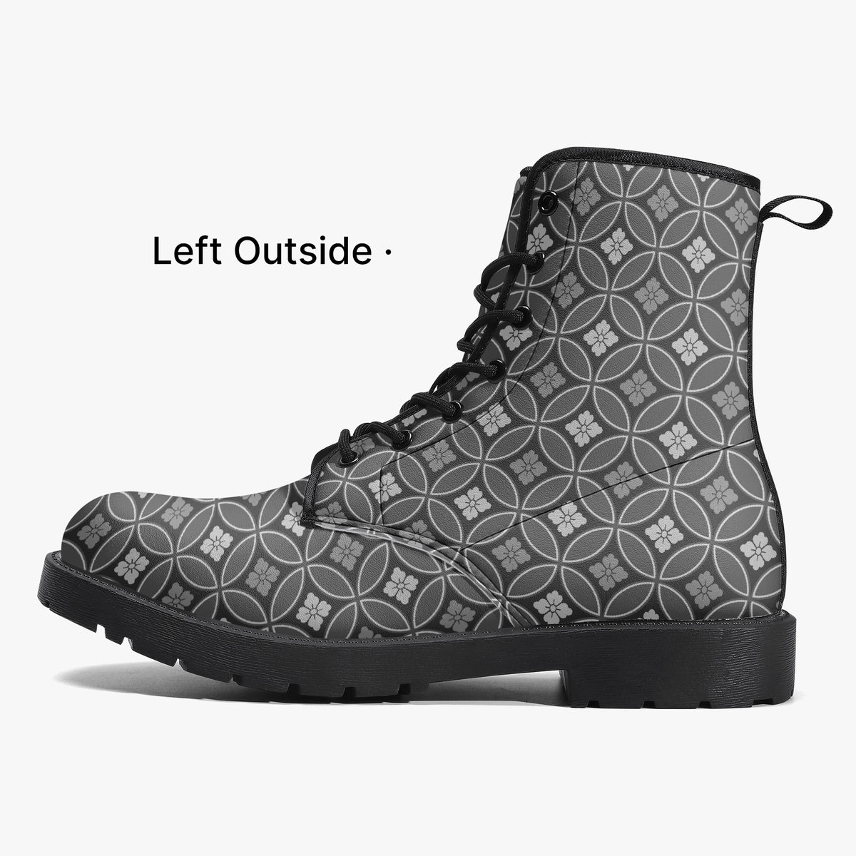 Japanese Wagara - Shippo Black - PU Leather Boots