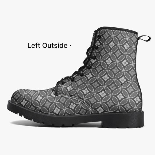 Japanese Wagara - Shippo Black - PU Leather Boots