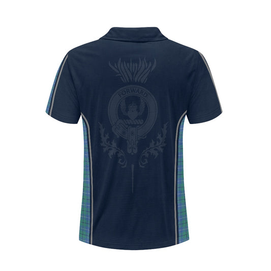 Clan Douglas Ancient Tartan & Black Douglas Crest Polo