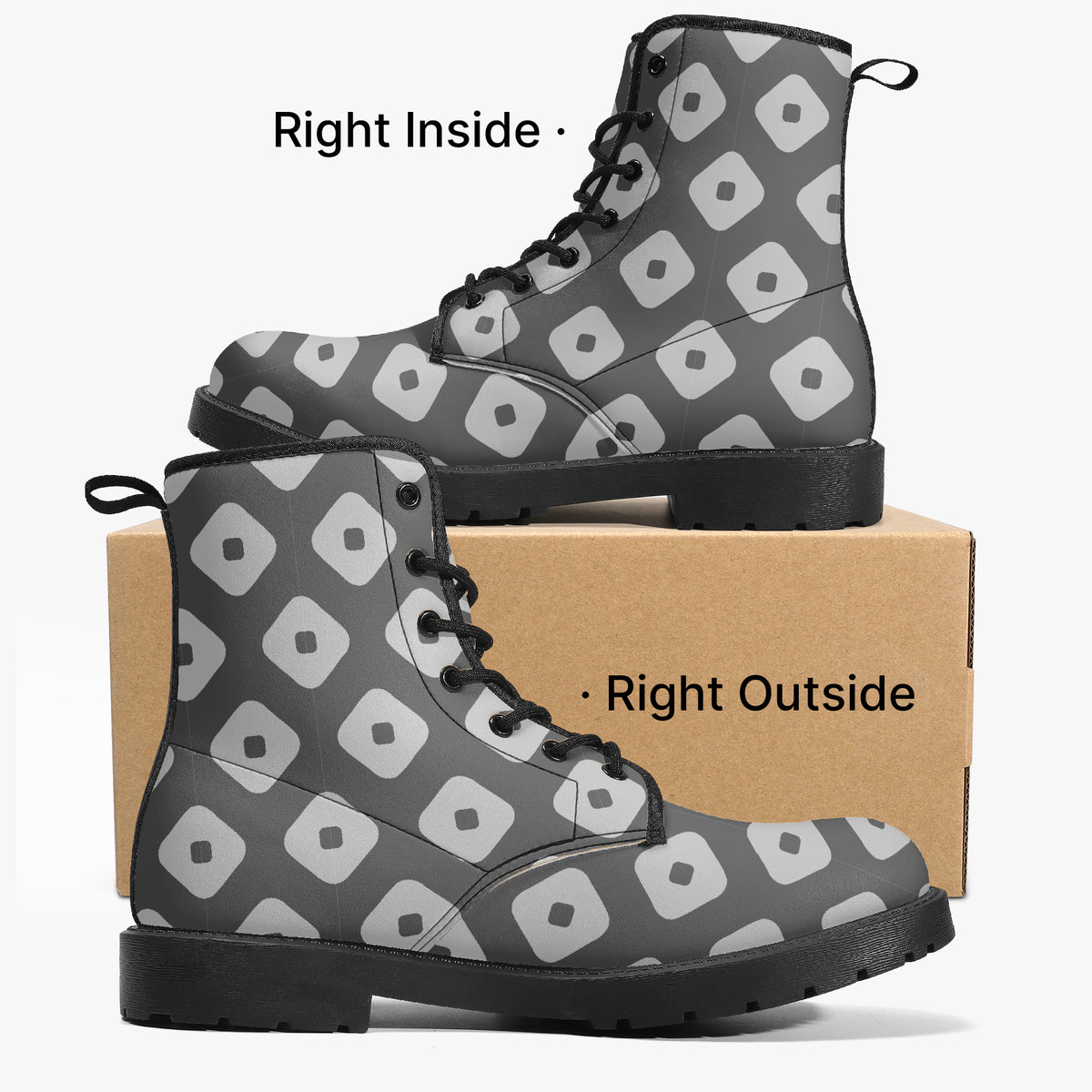 Japanese Wagara - Kanoko Black - PU Leather Boots