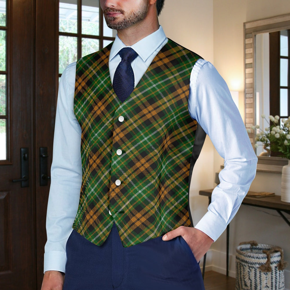 Clan Ramsay Orange Tartan Suit vest jacket