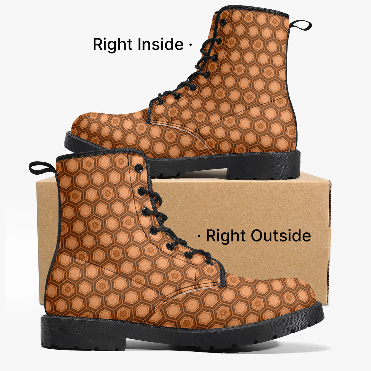 Japanese Wagara - Kikko Orange - PU Leather Boots